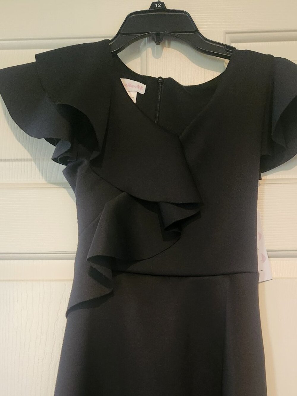 Bonnie Jean Big Girls Flutter-Sleeve Solid Cascading-Ruffle Scuba-Knit dress